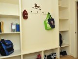 Mudroom bench, cubbies and coat hooks